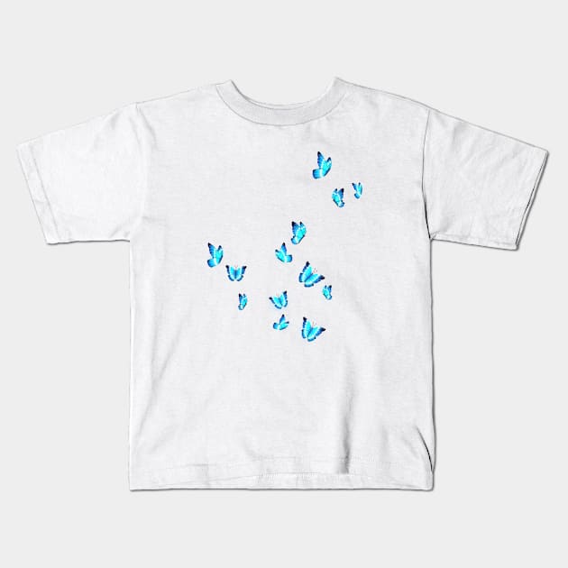 Glowing blue butterfly cluster for  women Kids T-Shirt by starslife